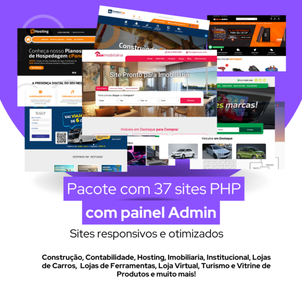 Pacote com 37 Sites PHP com painel administrativo