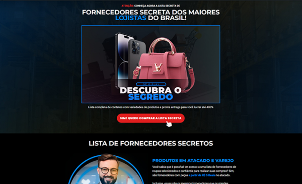 Landing page para venda de lista de revendedores