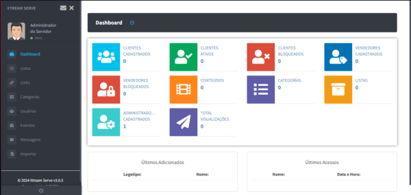 Painel para gerenciamento de IPTV Xtream Server 3.0